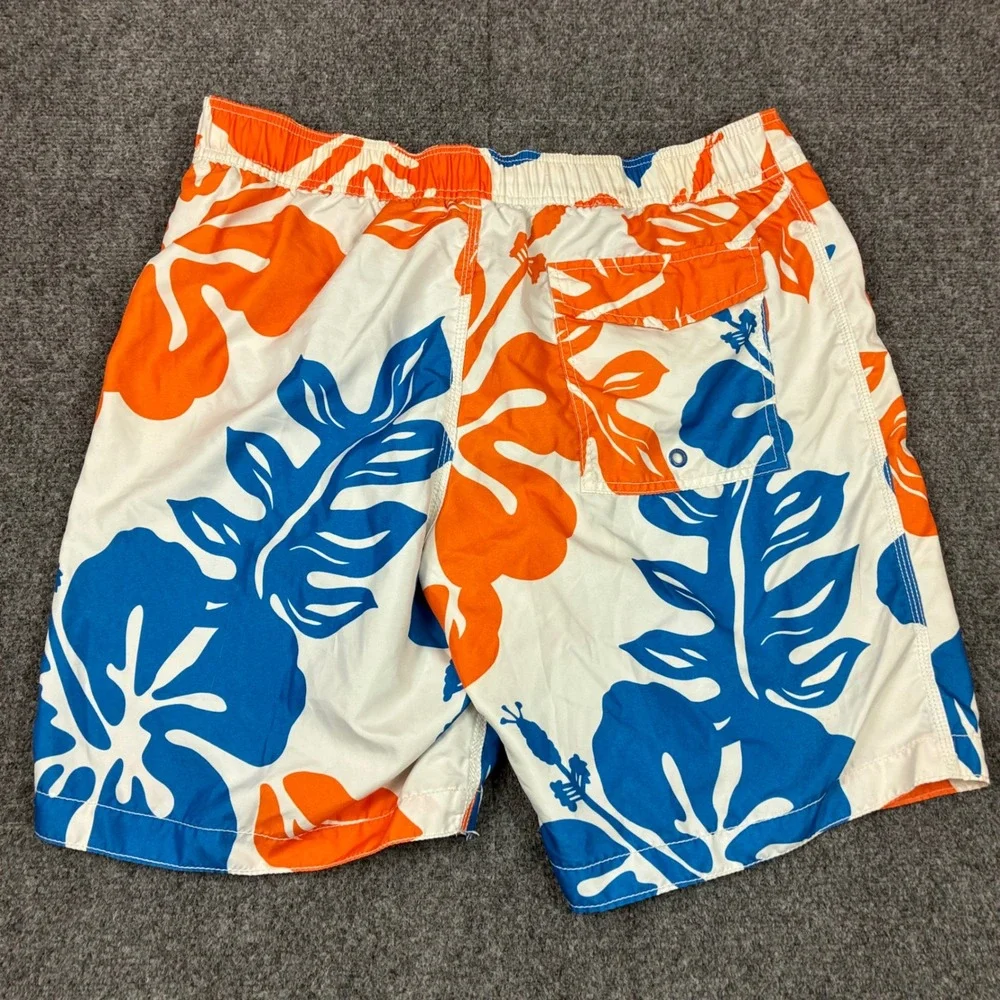 Old Navy Mens Size Large W36 Floral Swim Trunks Blue Orange White Board Shorts